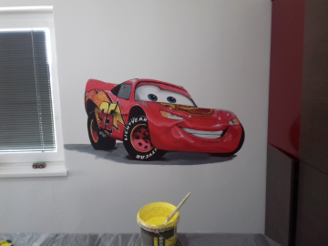 malba dětského pokoje, malba na zakázku na téma The Cars