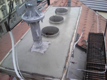 Oprava betonové hlavy komína Praha Mečislavova .