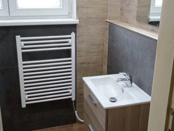 koupelna s obkladem dřevo